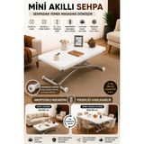 Mini Juppo Dışa K Akıllı Sehpa Üst Tabla Mdf Oval Köşe Alt Ayak Krom Kaplama - BEYAZ
