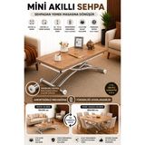 Mini Juppo Dışa K Akıllı Sehpa Üst Tabla Mdf Oval Köşe Alt Ayak Krom Kaplama - CEVİZ