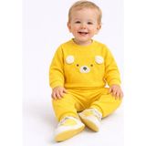 Mini Kanka Ayıcık Detaylı Ribanalı Bebek Eşofman Takımı – 2 Parça Sevimli Alt Üst Set - Sarı - 6 - 9 Ay