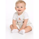Mini Kanka Bebek 2’li Takım Tulum ve Tişört Set Pamuklu Yazlık Askılı Şort Tulum Desenli Unisex Bebek Giyim - 0 - 6 Ay