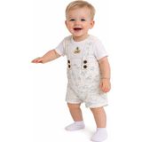 Mini Kanka Bebek 2’li Takım Tulum ve Tişört Set Pamuklu Yazlık Askılı Şort Tulum Desenli Unisex Bebek Giyim - Mavi - 2 Yaş