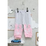 Mini Kanka Bebek Tavşan Desenli 100%100 Pamuk 0-24 Ay Alt Eşofman - 01P - Pembe