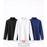 Mini Kanka Çocuk 3’lü Termal Boğazlı Uzun Kollu Tişört – Isı Tutan, Esnek Kumaş, Kışlık Içlik Seti - Siyah - Beyaz - Lacivert - 6 - 7 Yaş