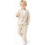 Mini Kanka Erkek Çocuk 3 Parça Takım – Ceket, Pantolon & Tişört, Şık ve Rahat Kombin - 4 - 5 Yaş - Krem