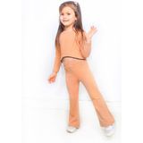 Mini Kanka Ispanyol Paça Crop Model Taş Detaylı Kız Çocuk Ikili Takım - 11 - 12 Yaş - Bej