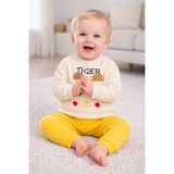Mini Kanka Kaplan Figürlü Ribanalı Bebek Eşofman Takımı – Cepli Sevimli 2 Parça Alt Üst Set - Sarı - 12 - 18 Ay