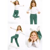 Mini Kanka Kız Çocuk Kadife Pantolon Yumuşak Dokulu Hareket Özgürlüğü Sunan Günlük Stil - 7 - 8 Yaş - Yeşil