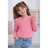 Mini Kanka Kız Çocuk Uzun Kollu Fitilli Crop Tişört Zincir Detaylı Bluzz - Pembe - 5 - 6 Yaş