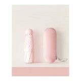Mini Kapsül Şemsiye Kolay Taşınabilir Yağmur ve Güneşten Tam Koruma 6 Telli - Pembe