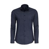 Mini Kare Desenli Slim Fit Mavi Erkek Gömlek - Wessi