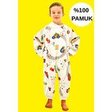 Mini Kiti Elyafsız Kışlık Uzun Kollu Çift Kat %100 Pamuk Pazen Arabalı Cocuk Bebek Uyku Tulumu - 2 Yaş - Beyaz