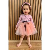 Mini Kiti Kız Bebek Çocuk Somon Kabarık Tütülü Kalpli Prenses Elbise Özel Gün Bayram Doğumgünü Elbisesi - 1 Yaş - 01P-Pembe