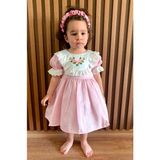 Mini Kiti Kız Çocuk Bebek Fistolu Çiçek Nakışlı Astarlı Vintage Şık Bayram Doğumgünü Özel Gün Pembe Elbise - 01P-Pembe - 3 Yaş