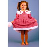 Mini Kiti Kız Çocuk Bebek Kırmızı Beyaz Pötikareli Yakası Kiraz Nakışlı Eteği Fistolu Fırfırlı Elbise - 00Kırmızı - 4 Yaş
