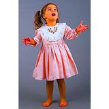Mini Kiti Pembe Beyaz Fistolu Nakışlı Uzun Kollu Vintage Kız Çocuk Elbise Bayram Doğumgünü Özel Gün Elbisesi - 00406 Pembe - 5 Yaş