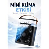 Mini Klima 5 Nozullu Hava Soğutucu Fan | 600 ml Su Hazneli | Nemlendiricili | Usb-C | Masaüstü Soğutucu - Siyah