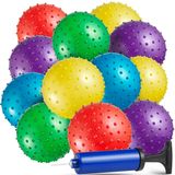 Mini Knobby Balls - (12'li paket) 12 inç (5 inç) sensörlü toplar ve sivri masaj stres topları, pompalı, eğlenceli, zıplama topu, parti favorileri, çocuklar için çorap doldurucuları, Toddlers Bedwina
