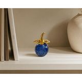 Mini Kristal Cam Dekoratif Elma Biblo 6.5 CM Gold Yapraklı Modern Masa Ofis Süsü