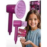 Mini Kuaför Seti – Gerçek Üfleme Özellikli Oyuncak Saç Kurutma ve Şekillendirme Seti - Pembe
