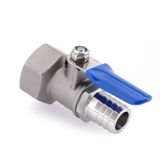 Mini küresel vana, 304 paslanmaz çelik, 1/2 inç iç dişli x 14 mm hortum kelepçesi, su kilidi, hızlı bağlantı boru bağlantısı