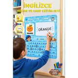 Mini Lingo İlk İngilizce Kelimelerim | Cırt Cırtlı Tekrar Kullanılabilir Eğitim Seti | Çocuklar İçin Kelime ve Harf Aktivitesi (Mavi Tasarım)