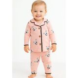 Mini Love Tuembaby Gömlek Yaka Uzun Kollu Pamuklu Civciv Baskılı Bebek Pijama Takımı 6-9 Ay/ 9-12 Ay/12-18 Ay/ 18/24 Ay - Pudra - 6 - 9 Ay