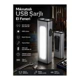 Mini Mıknatıslı Usb Şarjlı Çok Fonksiyonlu El Feneri 2000 Lümen 5W Xte Led 3W Cob Led Klipsli Tamir Kamp Lambası