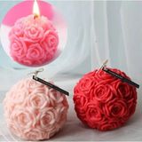 Mini Minyatür 4,5cm Çiçek Gül Topu Silikon Kalıp K-014, Kokulu Taş Sabun Alçı Mum Kalıbı - 4,5 cm - Pembe