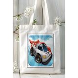 Mini Motorracing Mobil Oyun Baskılı Bez Çanta Omuz Çantası Çift Tafaflı Baskı Kişiye Özel 3