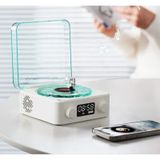 Mini Nostalji Plak Görünüm Dekor Waves Bluetooth Işıklı Müzik Çalar Alarm Saat Tf Kart Aux Özellikli