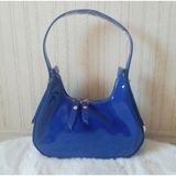 Mini Oval Rugan Mini El Çantası - 17Y-Mavi