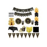 Mini Parti Doğum Günü Parti Süsü 16 Kişilik - Siyah Gold Konsept