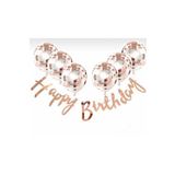 Mini Parti Mini Party Store Rose Gold Konfetili Şeffaf Balon Rose Gold Happy Bırthday Banner