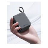 Mini PD 35Watt 10.000mAh LCD Göstergeli USB-C , USB Giriş Dahili USB-C Kablolu Powerbank (D.Siyah)