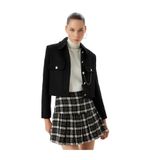 Mini Pileli Ekoseli Tüvit Etek Standart Bel Slim Fit