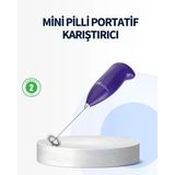 Mini Pilli Portatif Karıştırıcı – Cappuccino, Latte, Frappe Kahve Köpürtücü