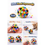 Mini Ponpon Kedi Oyuncak Topu 5 cm ( 2 Adet ) – Yumuşak Renkli Sessiz Kedi Oyun Topu SENM-786403