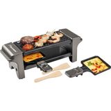 Mini Raklet, 350W, 2 Kişilik, Yapışmaz Tava ve Tahta Spatula ile - Gri