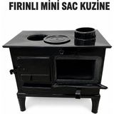 Mini Sac Kuzine Fırınlı Odun Sobası – Portatif Kuzine 52X34X42 cm - SİYAH