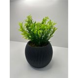 Mini Saksıda Afrika Zambağı Yapay Bitki Gerçek Taş Yosunlu 18 Cm Dekoratif Banyo Mutfak Masa Çiçeği - Grisaksı-yeşilbitki