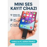 Mini Ses Kayıt Cihazı Tak Çalıştır Kablo & Pc Gerektirmez Tek Tuşta Uzun Süreli Kayıt
