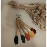 Mini Silikon Spatula ve Fırça Seti, 5 Parça, 20 cm Karışık Renkli, Bambu Saplı Mini Silikon Spatula ve Fırça Seti, 5 Parça, 20 cm Karışık Renkli, Bambu Saplı