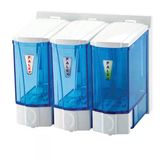 Mini Sıvı Sabun Dispenseri Üçlü 250 Cc (Şeffaf-Mavi)