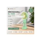 Mini SmokeAura Buharlı El Vantilatörü 400 ML USB Type-C Şarjlı 3 Kademeli Sessiz Taşınabilir Fan Yeşil