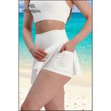 Mini Şort Etek Görünümü Etek Içi Şortlu Cepli Spor Tasarım Tenis Deniz Havuz Fitness Ekru 1107 - 2XL