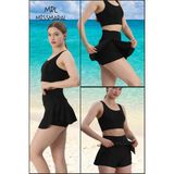 Mini Şort Etek Görünümü Etek Içi Şortlu Cepli Spor Tasarım Tenis Deniz Havuz Fitness SIYAH1107 - 2XL