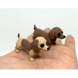 Mini Sosis Köpek Biblo Seti - 2 Li Dachshund Figürü - 3D Yazıcı Dekoratif Köpekçik