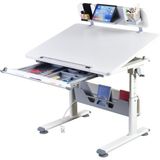 Mini Standart Çekmeceli Çalışma Masası, Yükseklik Ayarlı Çalışma Masası, Kız-Erkek Çocuk Ekru Ders Çalışma Masası - Gri - 100x70