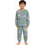 Mini Stella Kids Mavi Dinozor Desenli Erkek Çocuk Pijama Takımı - 11 - 12 Yaş
