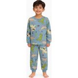 Mini Stella Kids Mavi Dinozor Desenli Erkek Çocuk Pijama Takımı - 8 - 9 Yaş